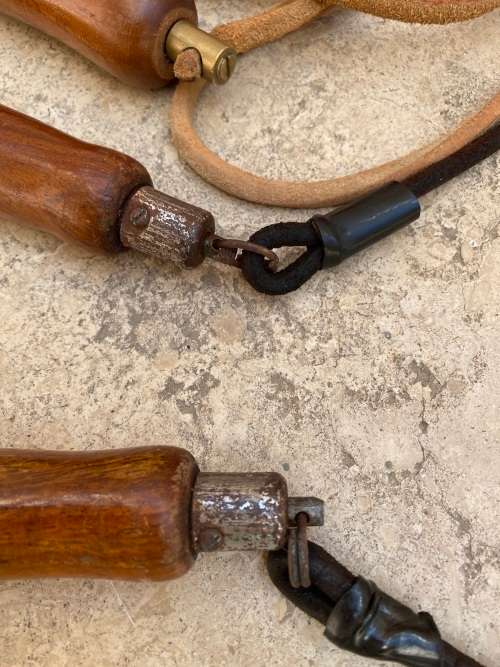vintage pair of leather skipping rope skipping ropes wood handle