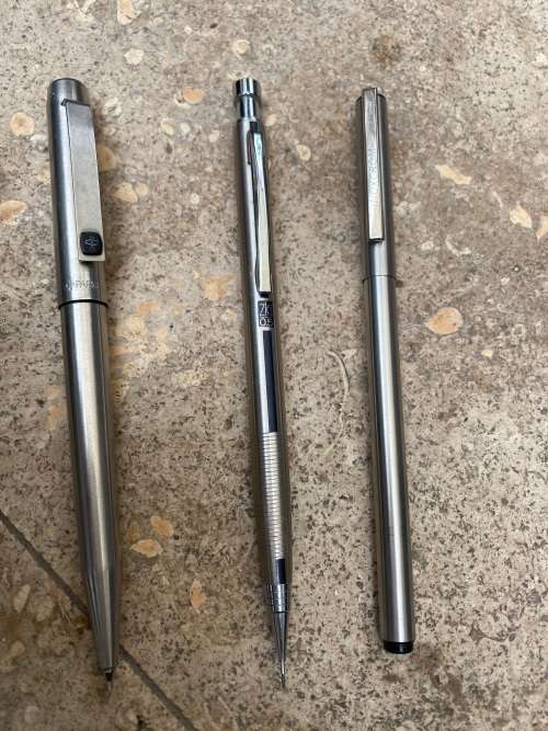 vintage Parker 10 mechanical pencil UK , zig 0.5 pencil and inoxcrom pen spain lot in parker case