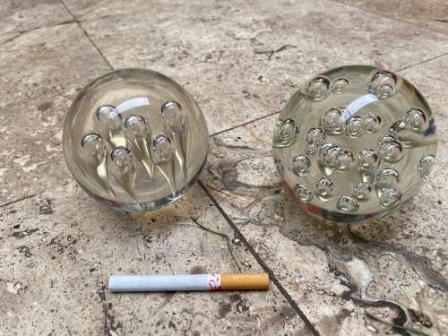 vintage murano paper weight paperweight pair bubbles