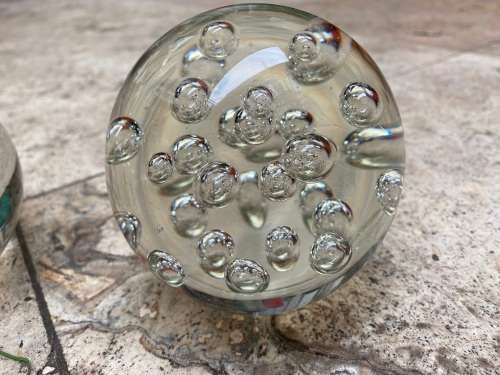 vintage murano paper weight paperweight pair bubbles