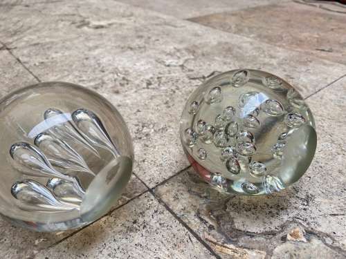 vintage murano paper weight paperweight pair bubbles