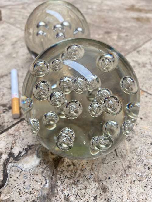 vintage murano paper weight paperweight pair bubbles