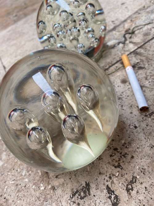 vintage murano paper weight paperweight pair bubbles