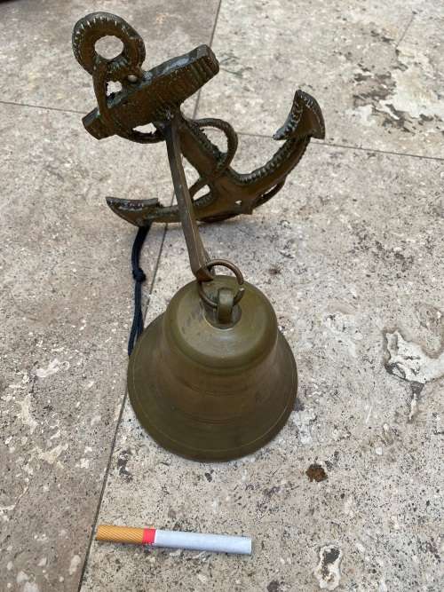 vintage brass ships bell on nautical anchor brass wall mount