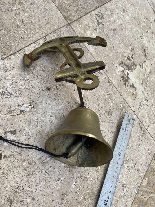 vintage brass ships bell on nautical anchor brass wall mount