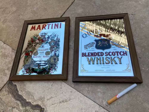 pair of bar mirrors chivas regal and Martini mirror Pair