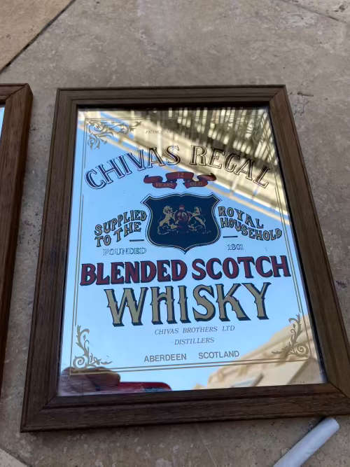 pair of bar mirrors chivas regal and Martini mirror Pair