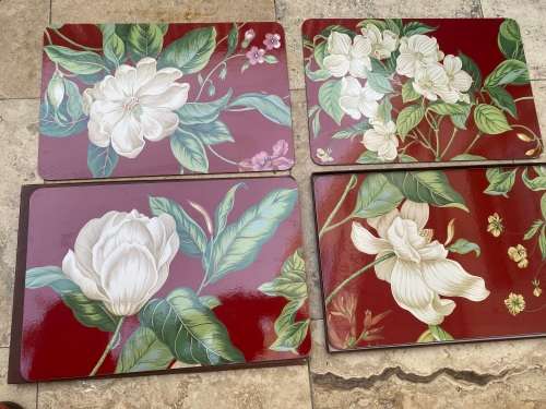 vintage Williamsburg placemats set of 4 garden images red in box