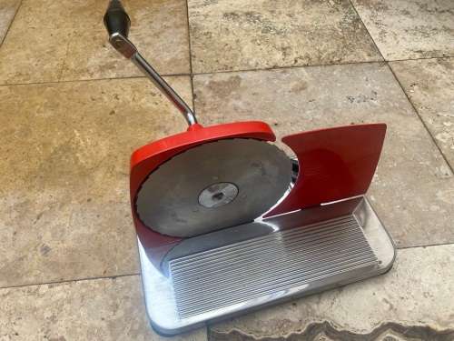 vintage retro Red Pineware bread slicer / meat slicer