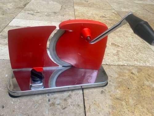 vintage retro Red Pineware bread slicer / meat slicer