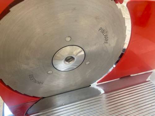 vintage retro Red Pineware bread slicer / meat slicer