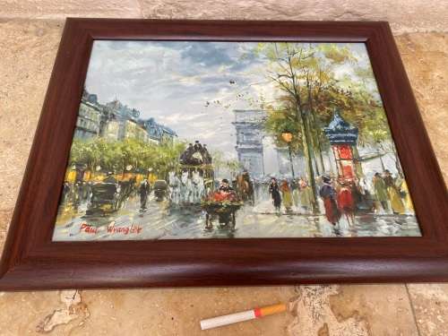 Paris Arc de Triomphe painting by Paul Wrangler framed art