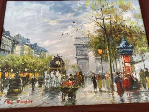 Paris Arc de Triomphe painting by Paul Wrangler framed art