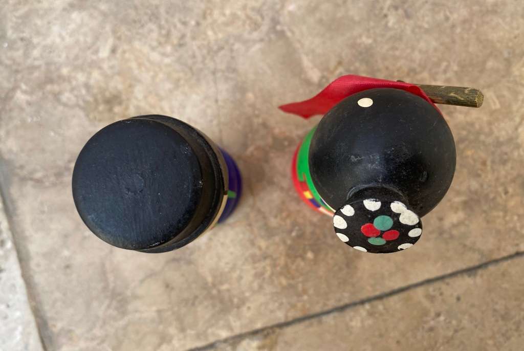 Korean Kokeshi wedding dolls , hand painted bride and groom