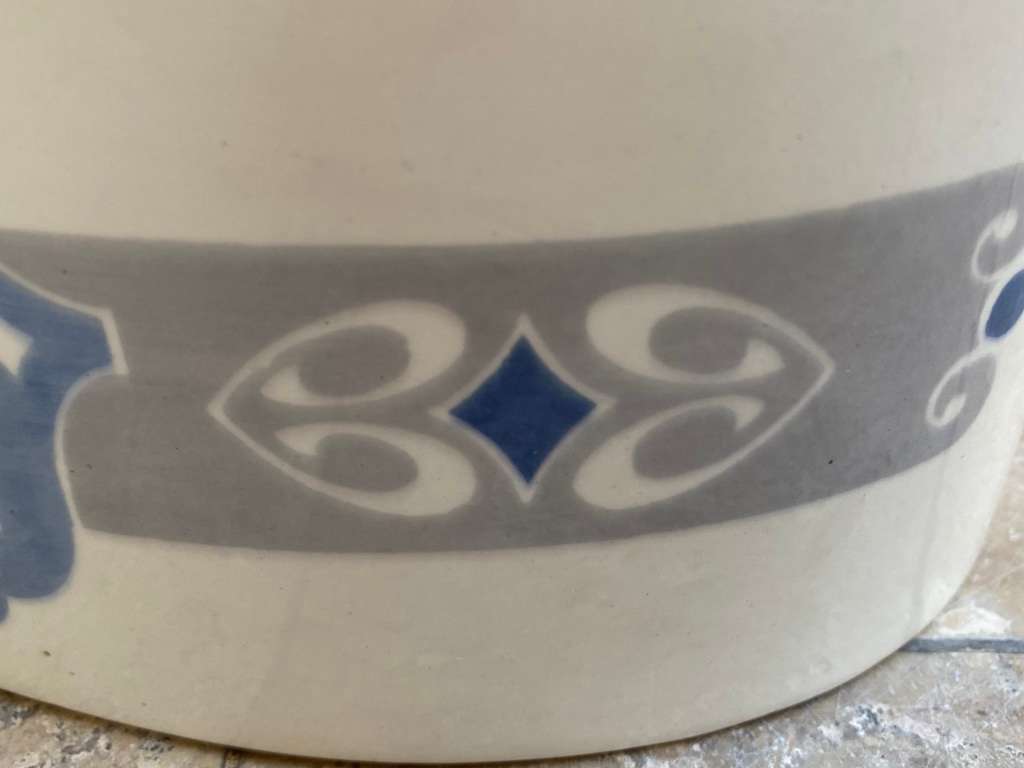 Antique art nouveau  cookie box art decor L210 ceramic blue lidded biscuit box WMF