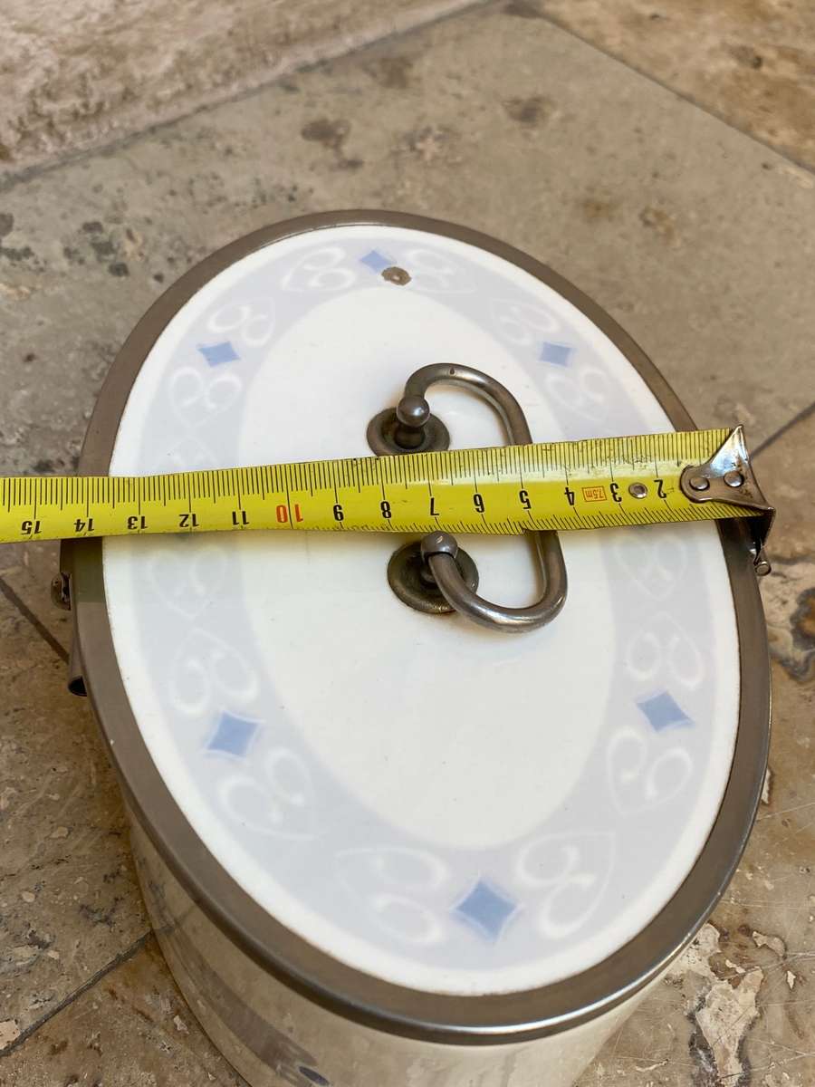 Antique art nouveau  cookie box art decor L210 ceramic blue lidded biscuit box WMF