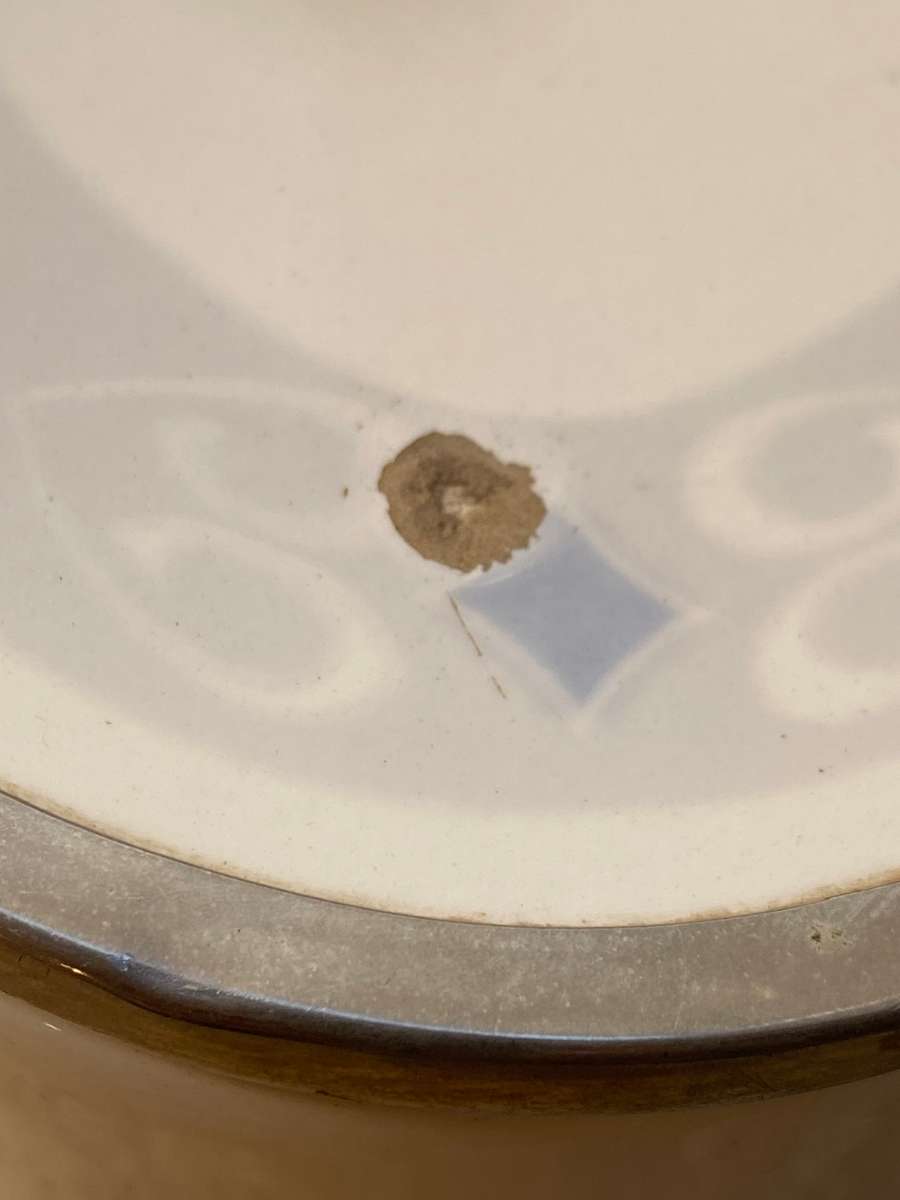 Antique art nouveau  cookie box art decor L210 ceramic blue lidded biscuit box WMF