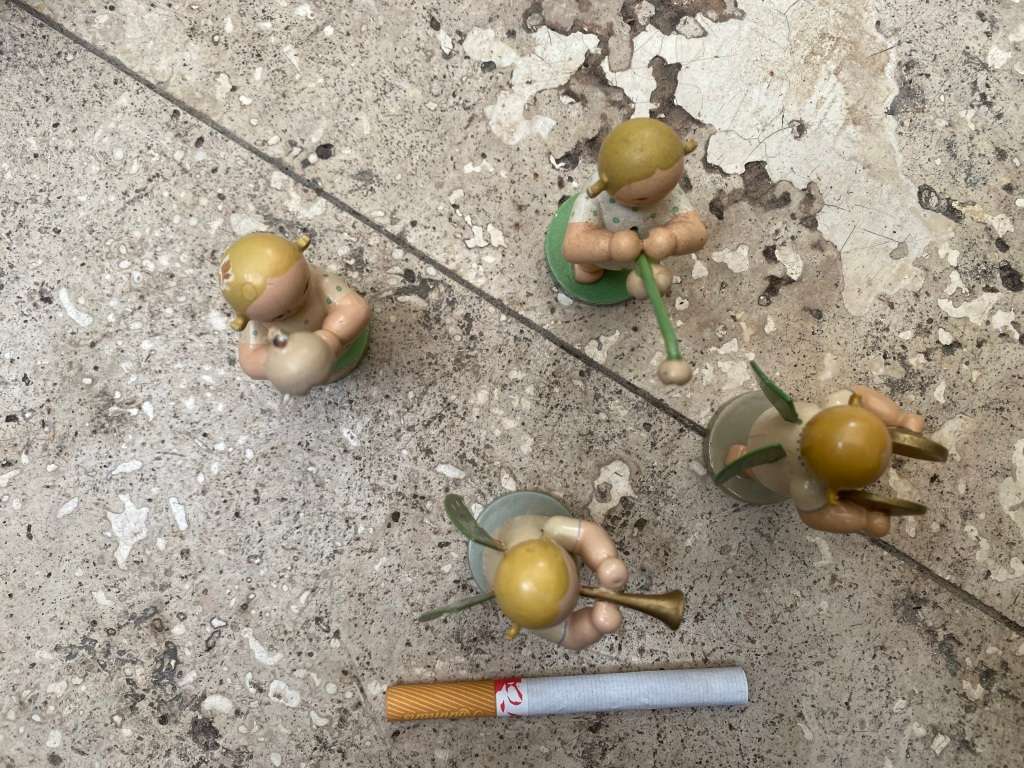 Vintage Wendt & Kuhn erzgebirge Christmas wooden angel lot of 4 in wood box