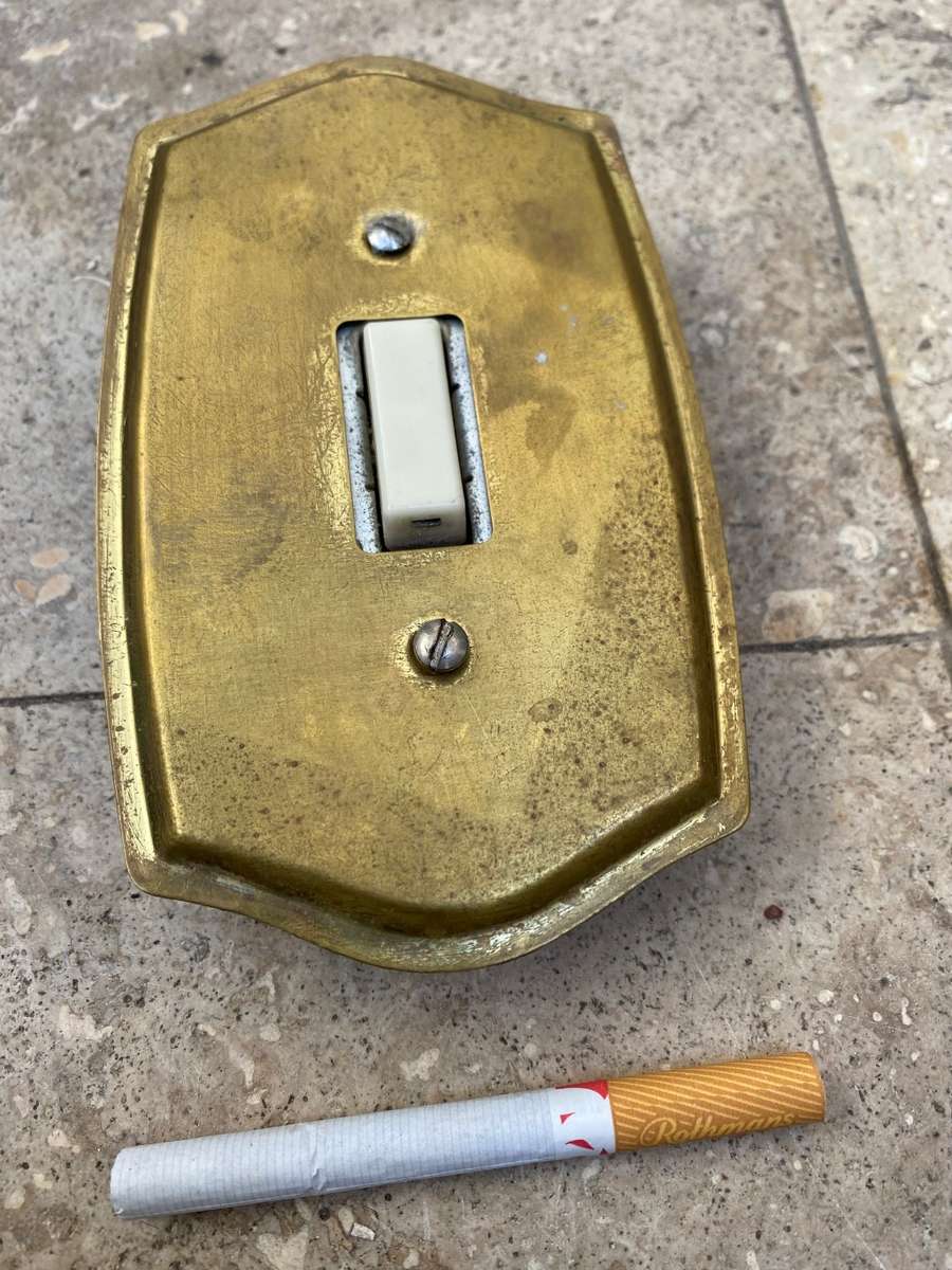 Vintage solid brass light switch cover plate art deco