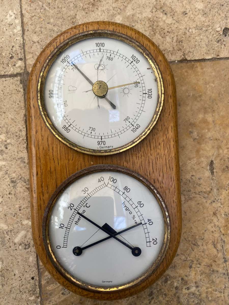 Vintage oak weather station wall mount Germany