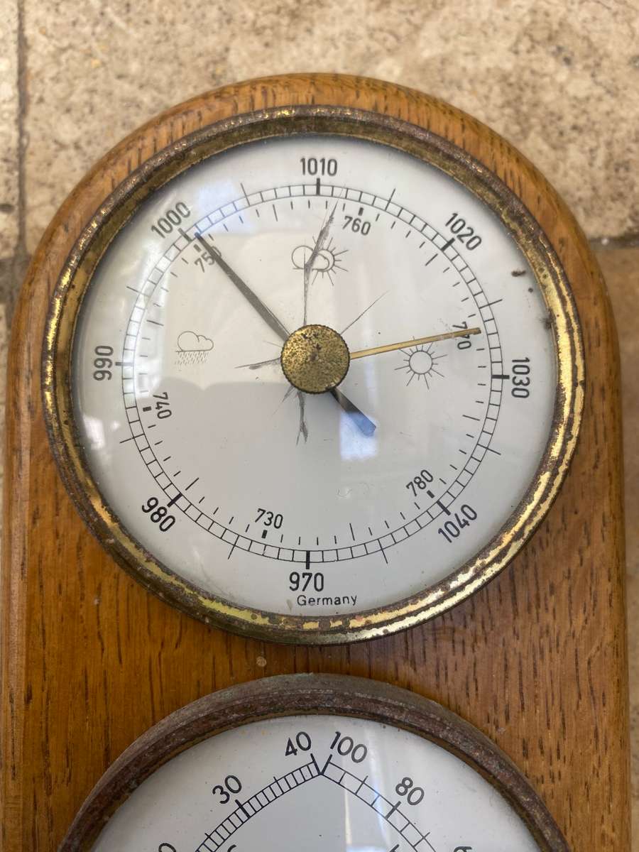 Vintage oak weather station wall mount Germany