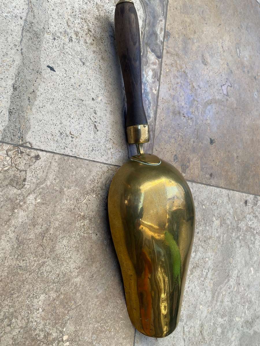 Vintage large brass scoop