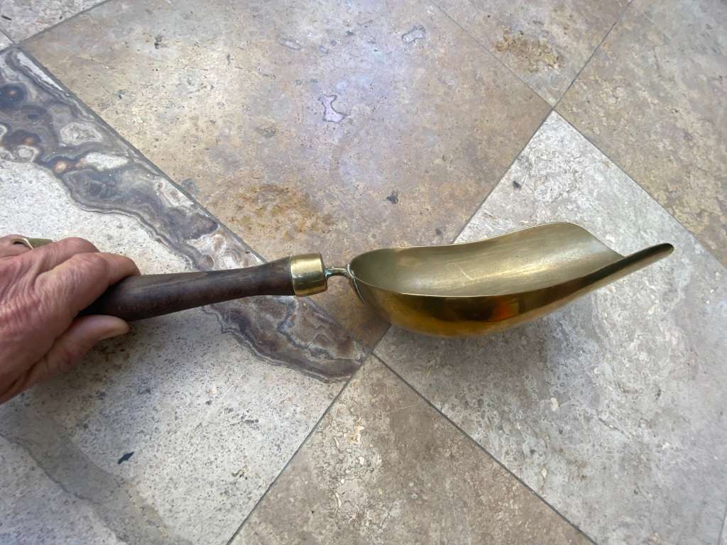 Vintage large brass scoop