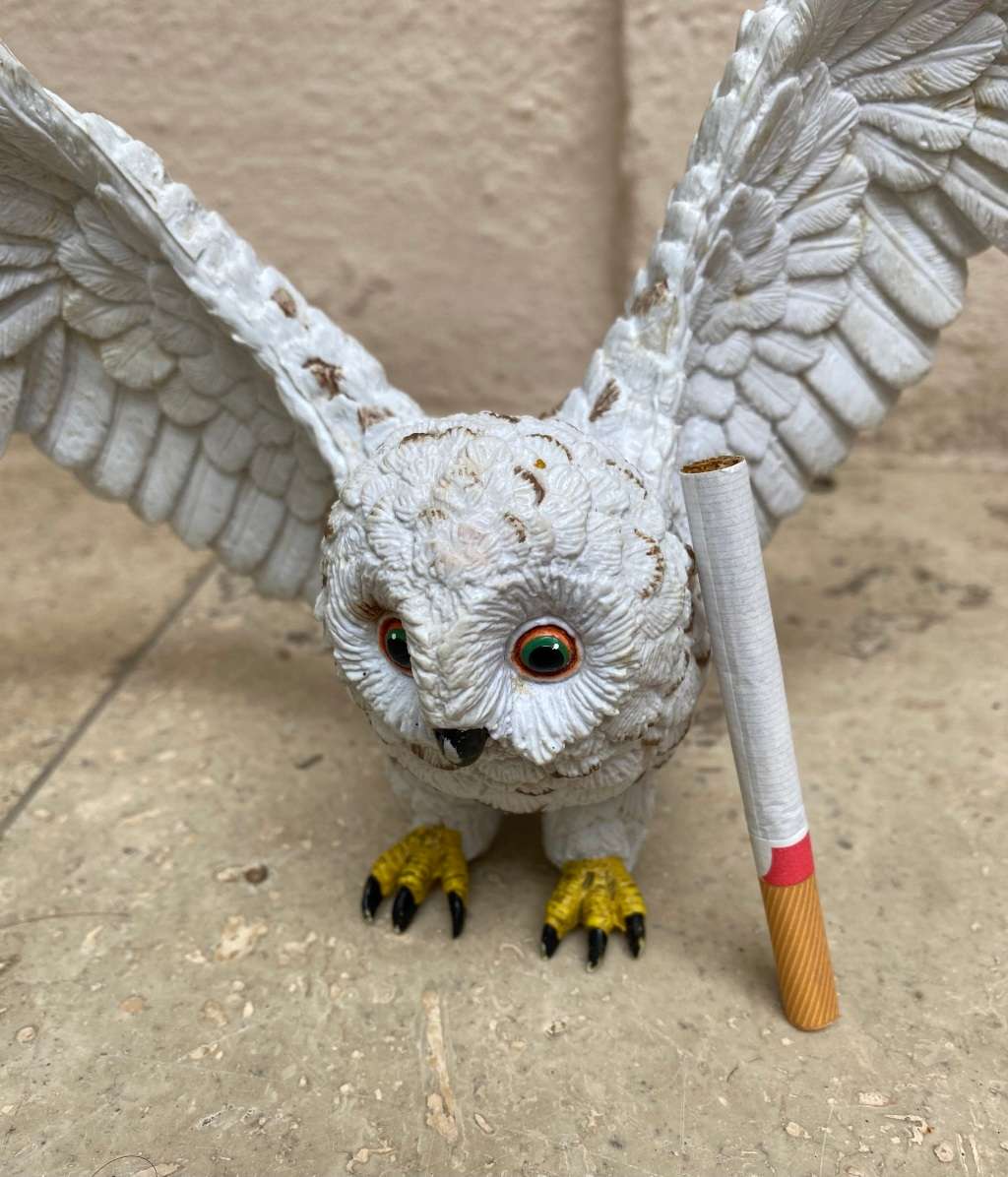 Rubber owl bird ornament decor display indoor / outdoor