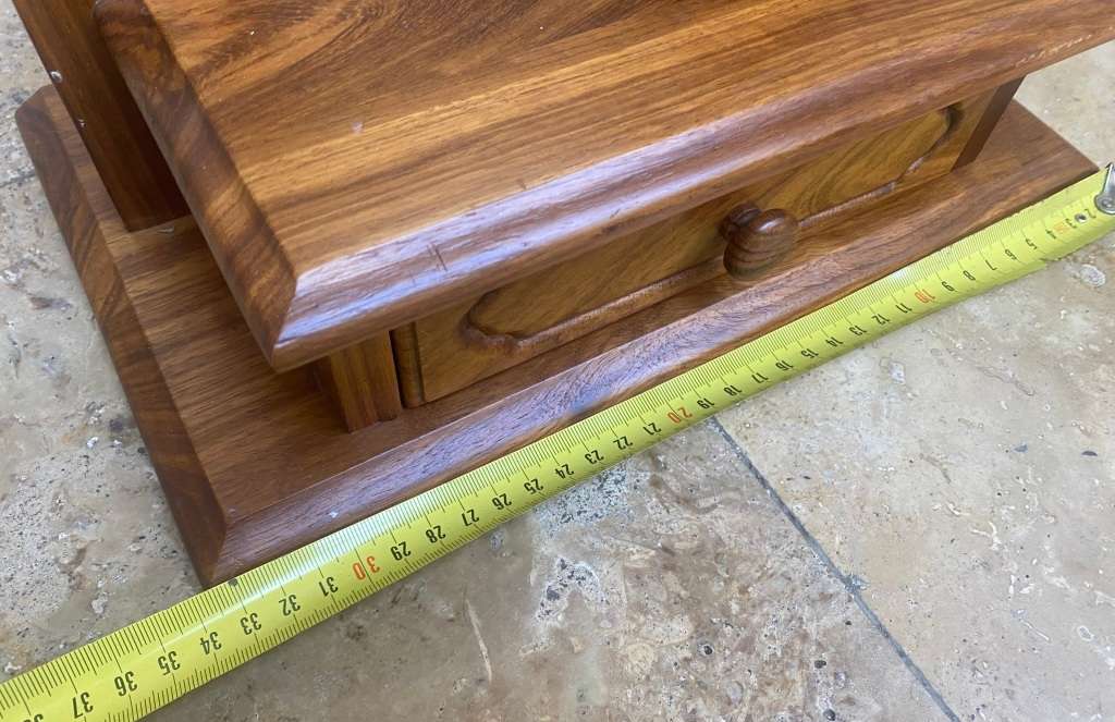 Fine wood table top vanity dresser with flip mirror and drawer