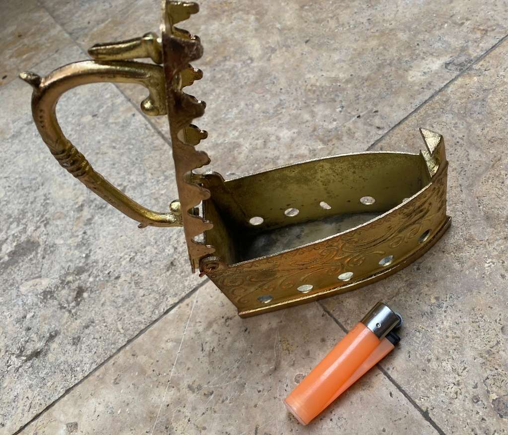 Vintage small  brass coal  iron