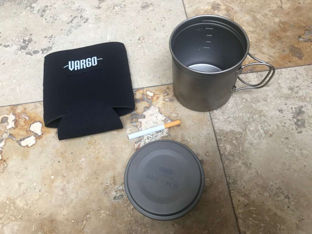 Vargo BOT - 700  Titanium Pot , Water Bottle Foldable Handles Watertight Lid , insulation