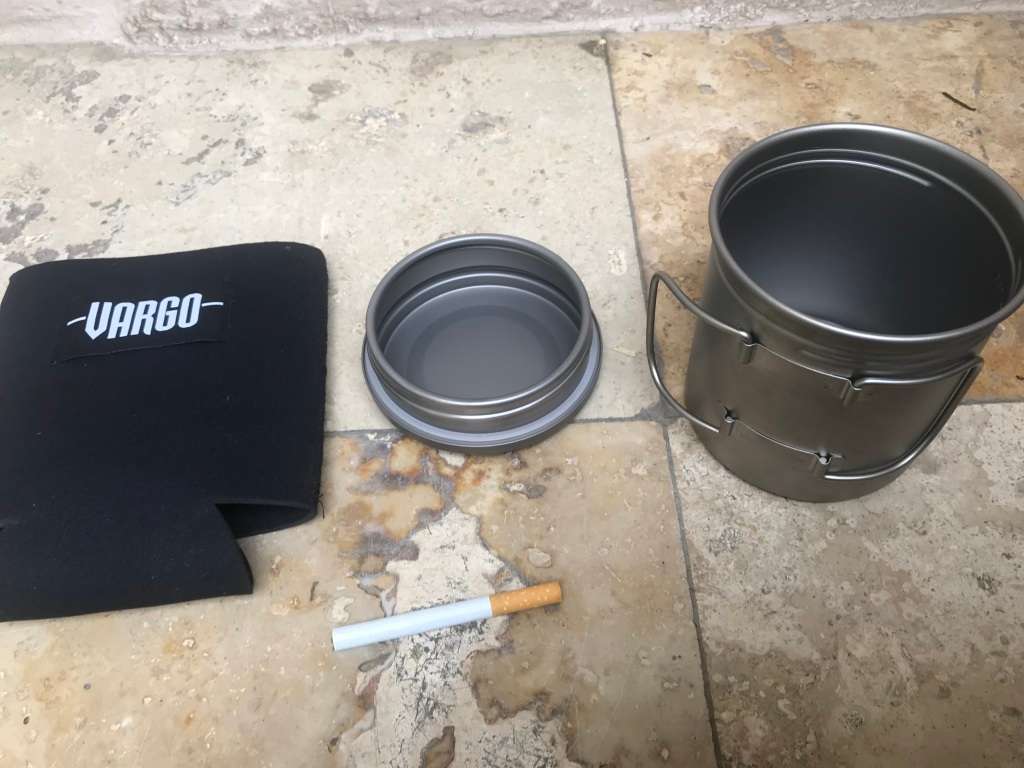 Vargo BOT - 700  Titanium Pot , Water Bottle Foldable Handles Watertight Lid , insulation