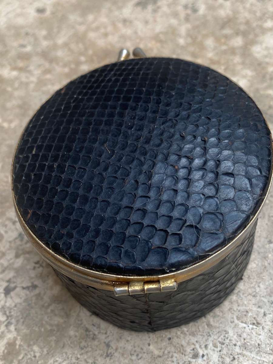 Antique snake skin  snakeskin trinket box ring box