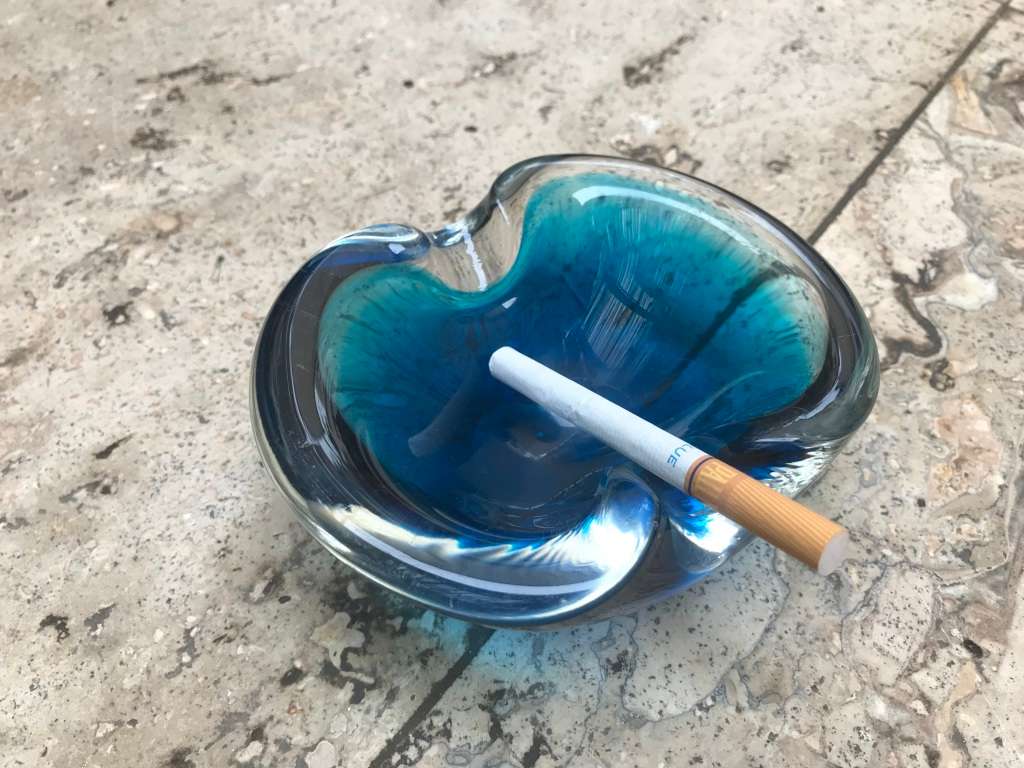 Vintage Murano ashtray blue