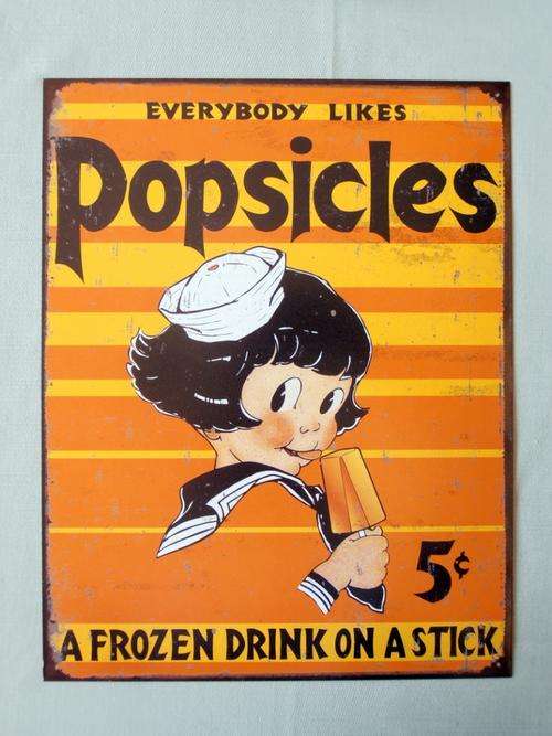 Popsicles metal sign