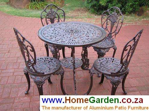 Cast Aluminium Patio Outdoor Garden Furniture Rose 4 Seater Set