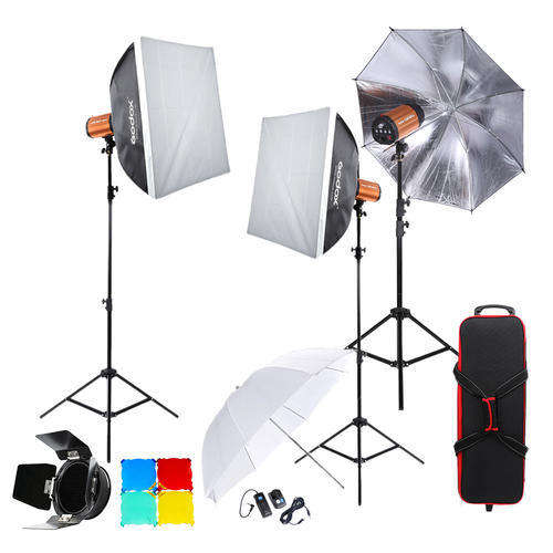 Godox Professional Photography Speedlite Lighting Lamp Kit Set with (3x) 300W Flash Units