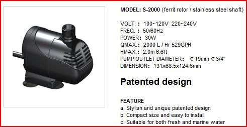 Resun Submersible Pump 2000 l/h @ 30 watts