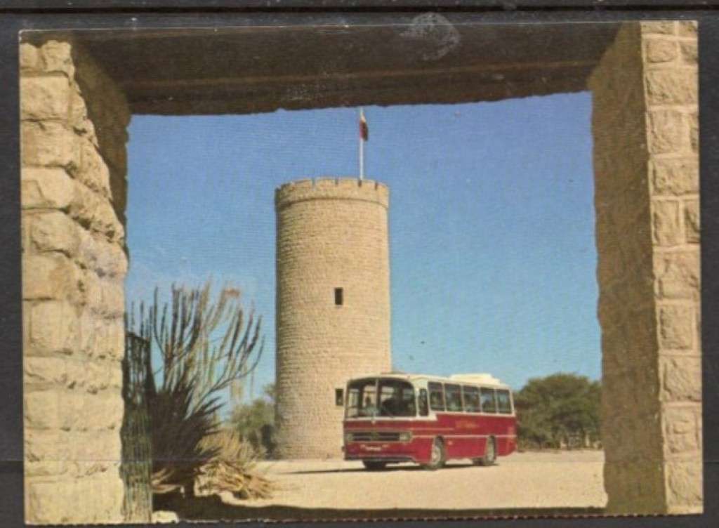 South West Africa, Railway Motor Coach at Etosha Pan, South Africa Railways Publicity & Travel