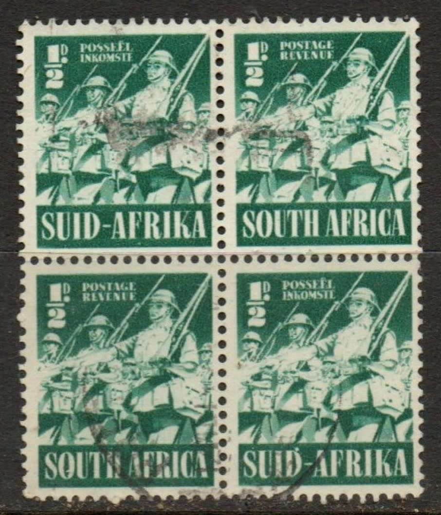 South Africa, 1941, War Effort, 1/2d block of 4, used