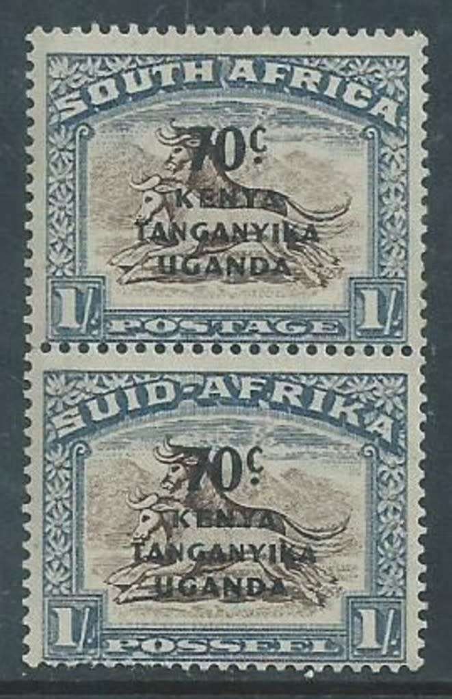 Kenya Uganda Tanganyika, GVIR, 1942, 70c opt on 1/ of S.Africa, pair, ,MNH **