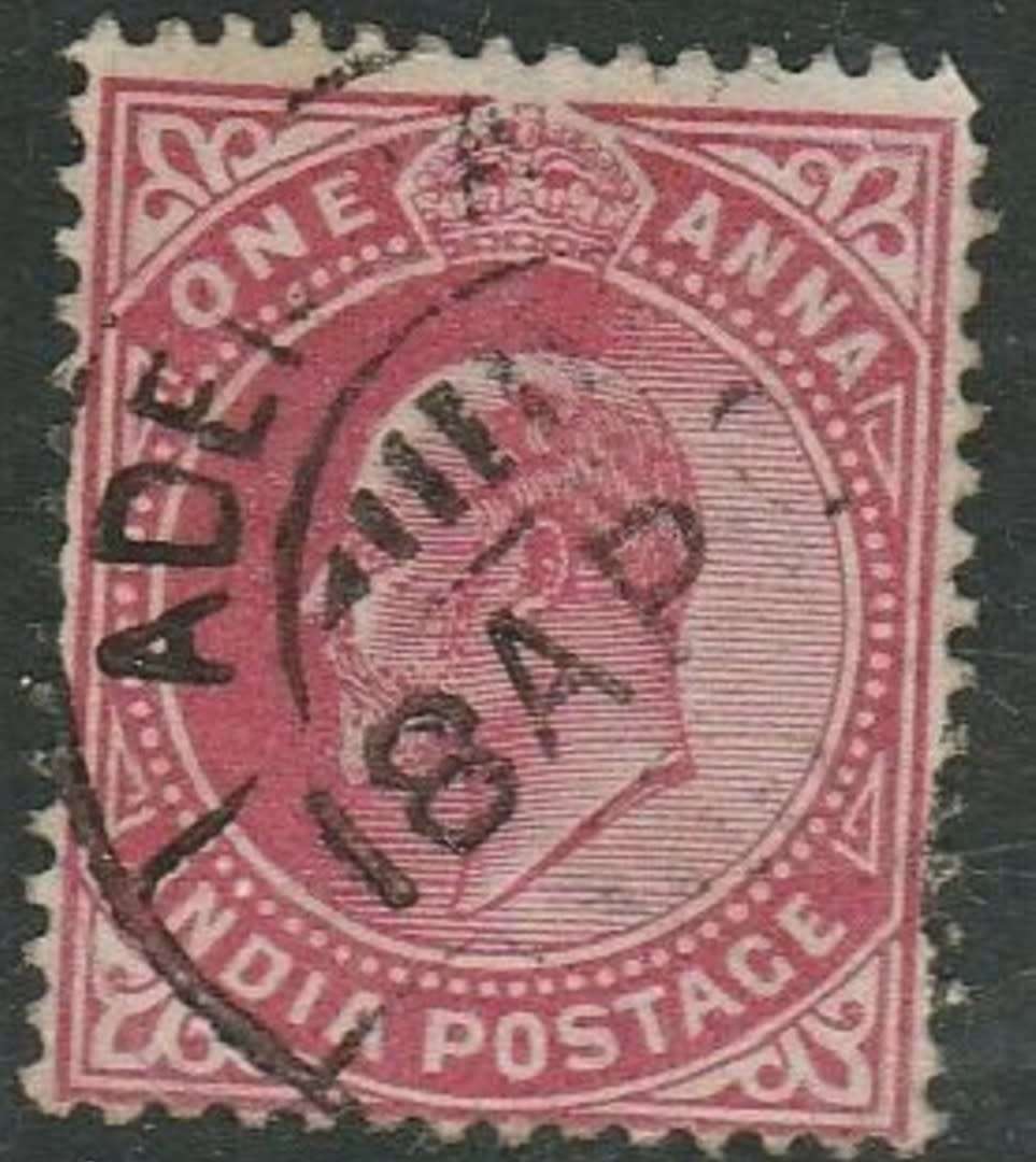 India, EVIIR, 1 anna, used ADEN CAMP c.d.s.