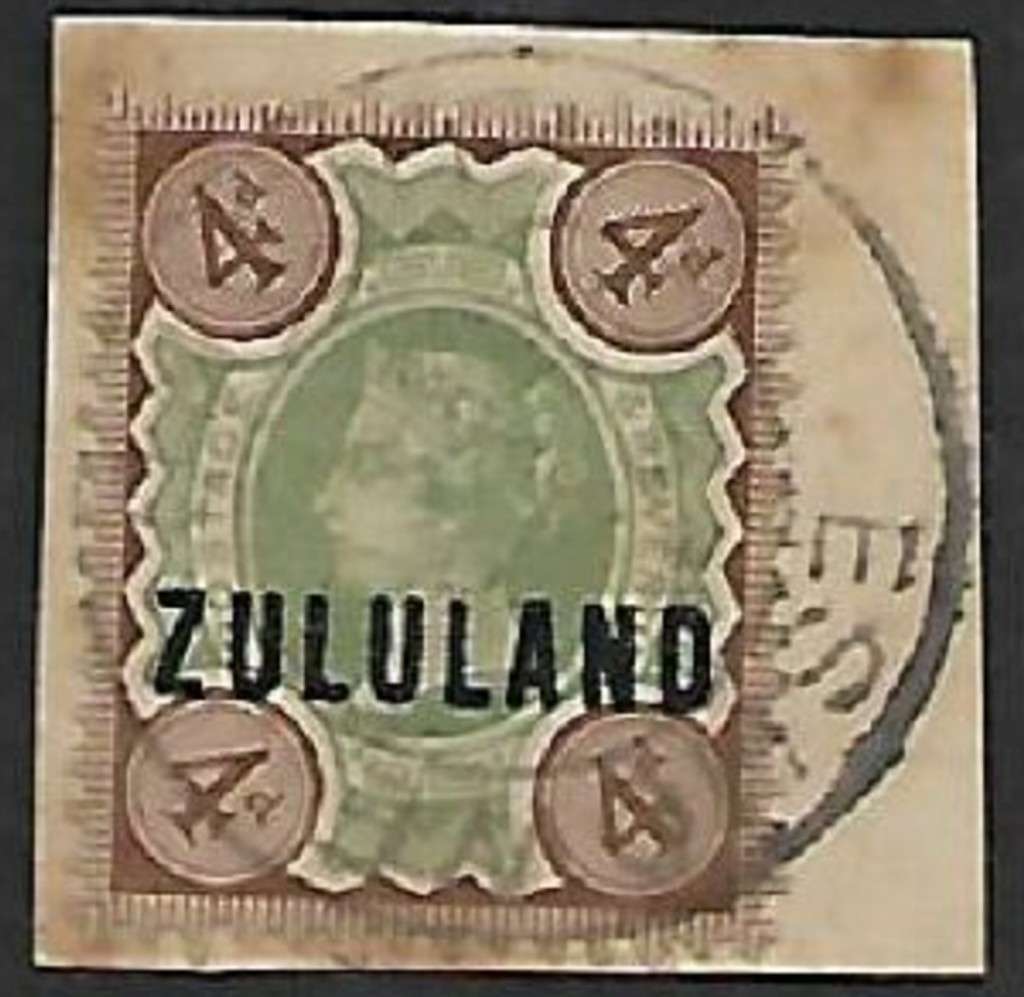 S.Africa, Zululand, 1888, 6d, used on fragment