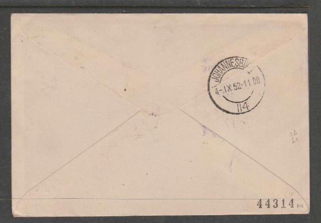 Australia, Qantas 1st flight to S.Africa, September 1952, JOHANNESBURG 4 IX 52 arrival