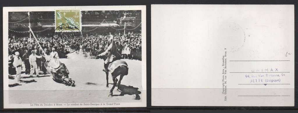 Belgium PPC La Fete du Doudou a Mons, stamp on front