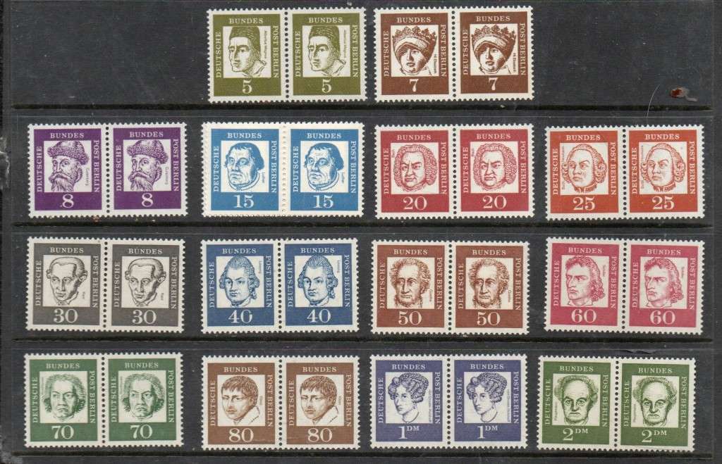 Germany Berlin, 1961  Famous Germans,  definitives 5pf - 2 Mk, MNH ** (Ex 10 pf)