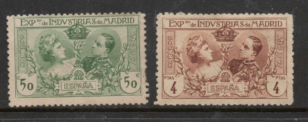 Spain, 1907 Madrid Industries Exhibition, 50cts, 4 Ptas, MH *