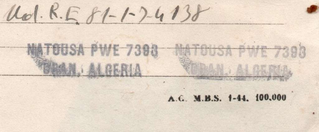 Italian Prisoner of War in Algeria > Italy, VARESSE LIGURE 08.6.45 arrival, , U.S.ARMY P/W EXAMINER