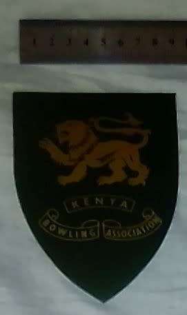 Kenya Bowling Association, badge, plastic shield shape pre 1980