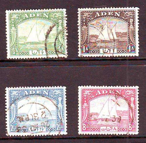 Aden 1937 "DHOW" 1/2a, 1a, 2 1/2a, 8 a